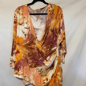 COLDWATER CREEK FAUX WRAP TOP, SIZE 3X